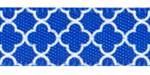 3/8" Quatrefoil Print on Electric Blue Satin Ribbon