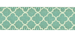 3/8" Quatrefoil Print on Sage Green Satin Ribbon