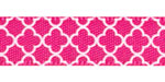 3/8" Quatrefoil Print on Shocking Pink Satin Ribbon SPOOL SALE!