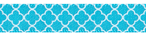 3/8" Quatrefoil Print on Turquoise Satin Ribbon