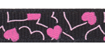 Random Hearts Black Grosgrain Ribbon