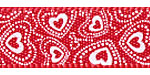 Random Hearts on Poppy Red SATIN Ribbon