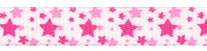 Random Mixed Pink Stars on White Grosgrain Spool SALE!