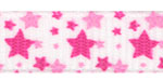 Random Mixed Pink Stars on White Grosgrain Spool SALE!