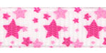 Random Mixed Pink Stars on White Grosgrain