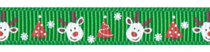 Reindeer on Emerald Green Grosgrain Ribbon