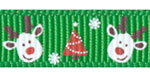 Reindeer on Emerald Green Grosgrain Ribbon