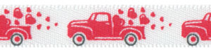 Retro Truck Valentine on White SATIN Ribbon