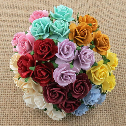 Wild Orchid Craft 10mm Open Roses Mixed Color