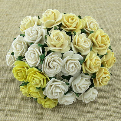 Wild Orchid Craft 20mm Open Roses Mixed White/Cream