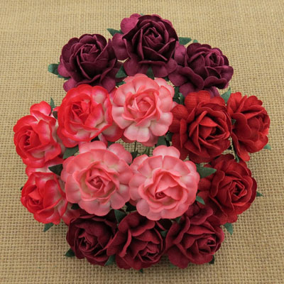 Wild Orchid Crafts 40mm Tea Roses Mixed Red