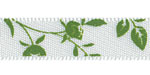 3/8" Delicate Leaf and Vine Print on White Satin 