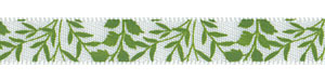 3/8" Fabulous Foliage Print on White Satin 