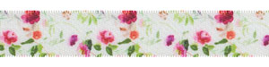 5/8" Feminine Floral Print on White Satin Ribbon