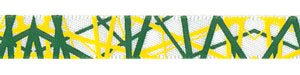 3/8" Yellow and Green Random Line Print on White Satin 