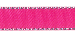 3/8" Satin with Silver Metallic Edges Shocking Pink 