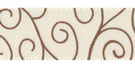 5/8" Satin Swirls Ribbon Cream with Turftan Brown SALE!