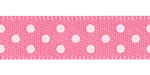 3/8" Satin Swiss Dots Ribbon Coral Rose