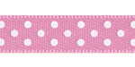 3/8" Satin Swiss Dots Ribbon Wild Rose