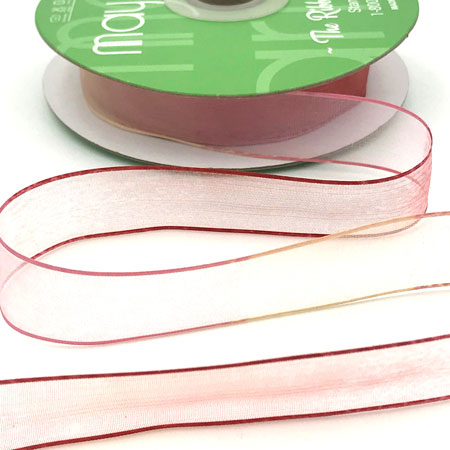 3/4" Variegated Sheer Ribbon Red/Pink/Ivory