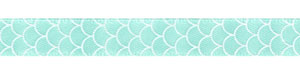 3/8" Shell Print on Aqua Satin Ribbon SPOOL SALE!