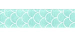 3/8" Shell Print on Aqua Satin Ribbon SPOOL SALE!