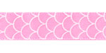 3/8" Shell Print on Geranium Satin Ribbon SPOOL SALE!