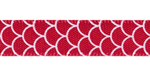 3/8" Shell Print on Red Satin Ribbon