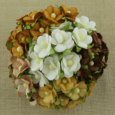 Wild Orchid Craft Sweetheart Blossoms Mixed Brown & White