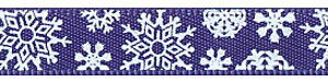 3/8" Snowflakes on Ink Blue Satin Ribbon