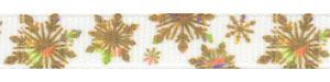 Gold Iridescent Snowflakes on White Grosgrain Ribbon SPOOL SALE!