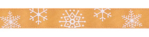 3/8" Snowflakes on Old Gold Satin Ribbon