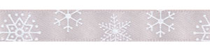 3/8" Snowflakes on Light Silver Satin Ribbon