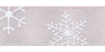 3/8" Snowflakes on Light Silver Satin Ribbon