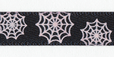 Spider Webs on Black SATIN Ribbon