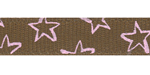 Pink Stars on Turftan Brown Grosgrain SALE!