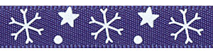 3/8" Stars and Snowflakes on Ink Blue Satin Ribbon