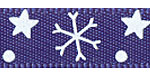 3/8" Stars and Snowflakes on Ink Blue Satin Ribbon