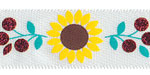 5/8" Sunflower and Berry Print on White Satin Ribbon