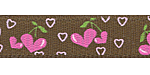 Sweetheart Cherries Grosgrain Turftan Brown HALF OFF!