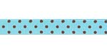 7/8" Swiss Dots Grosgrain Aqua w/Dark Brown HALF OFF!