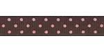 7/8" Swiss Dots Grosgrain Dark Brown w/Pink OVER HALF OFF!