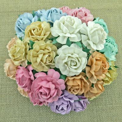 Wild Orchid Crafts 40mm Tea Roses Mixed Pastel
