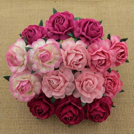 Wild Orchid Crafts 40mm Tea Roses Mixed Pink