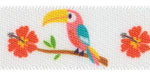 5/8" Toucan on White Satin Ribbon