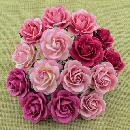 Wild Orchid Crafts 35mmTrellis Roses Mixed Pink Tones 