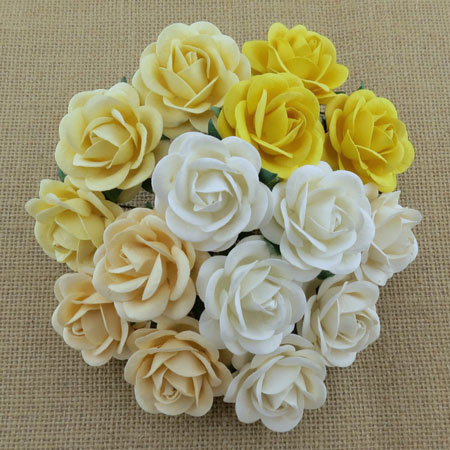 Wild Orchid Craft 40mm Trellis Roses Mixed White/Cream