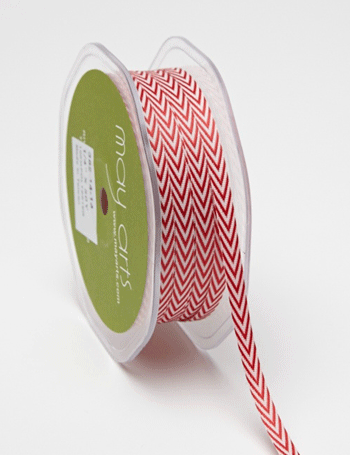 1/4" Chevron Striped Twill Red