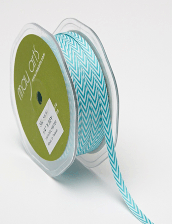 1/4" Chevron Striped Twill Turquoise 