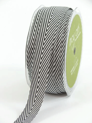 3/4" Chevron Striped Twill Black